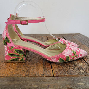 asos 'Shakira' Embroidered Mid Heels Floral Design